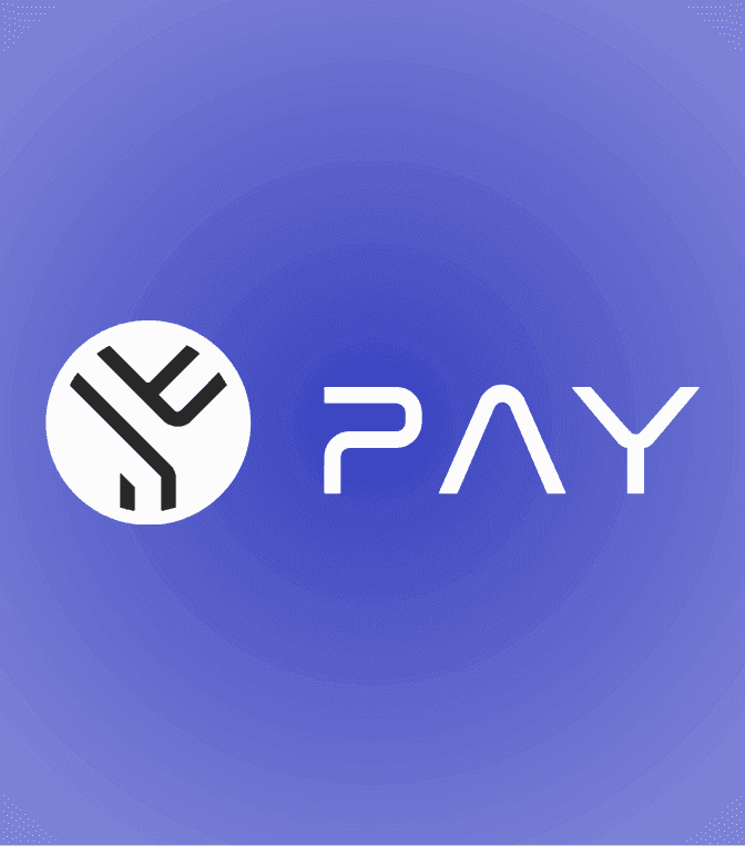 A white stylized 'Y' icon next to the word 'PAY' on a purple background.